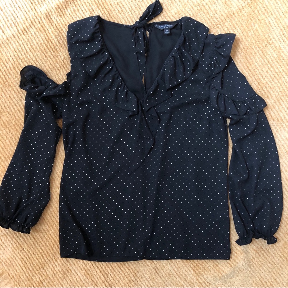 Miss selfridge asymmetrical blouse black silver 8